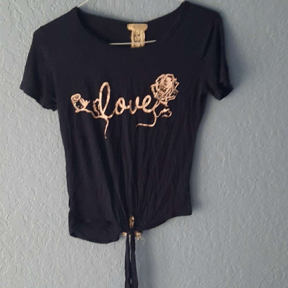 Navy Blue Back Lace Love Calligraphy Tie in Front